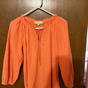 Loft Orange and White Blouse
